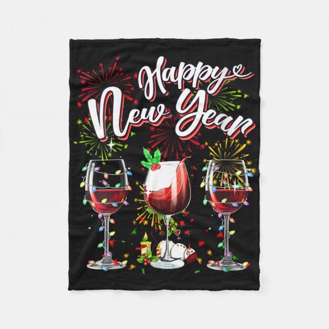 Happy New Year 2024 New Years Eve Fireworks Gles O Fleece Blanket (Front)