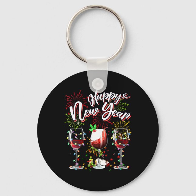 Happy New Year 2024 New Years Eve Fireworks Gles O Key Ring (Front)
