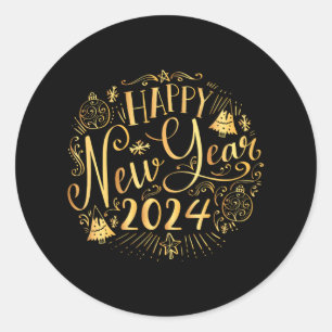 Happy New Year 2024 New Years Eve Party Supplies Classic Round Sticker