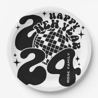 Happy New Year 2024 Paper Plate