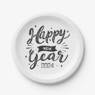 Happy new year 2024  paper plate