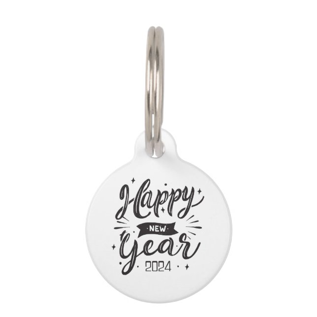 Happy new year 2024  pet tag (Front)