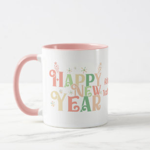 Happy New year 2024 Retro Colourful Party 2024 Mug