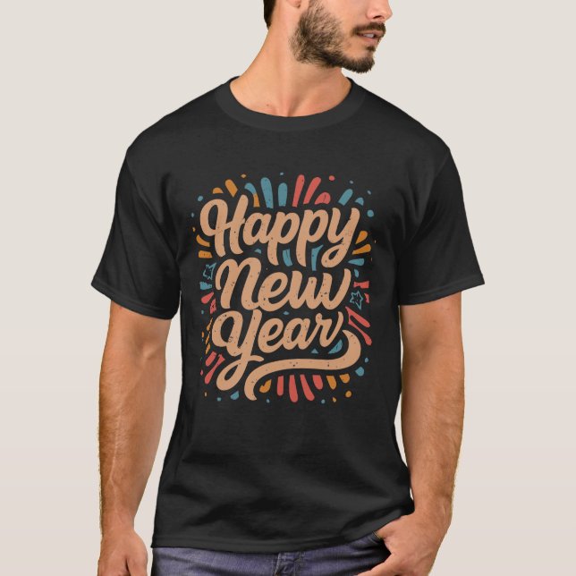 Happy New Year 2024 Retro typographic T-Shirt (Front)