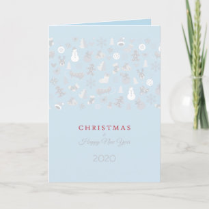 Happy New Year 2024 & Silver Christmas Characters Holiday Card