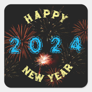 Happy New Year 2024 Square Sticker