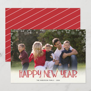 Happy New Year 2024 Stars Photo New Years Holiday Card