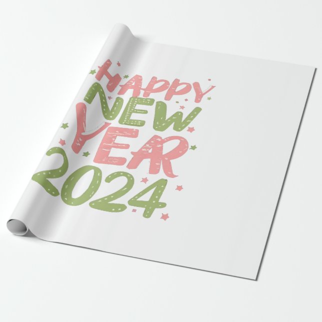 Happy New Year 2024 Wrapping Paper (Unrolled)