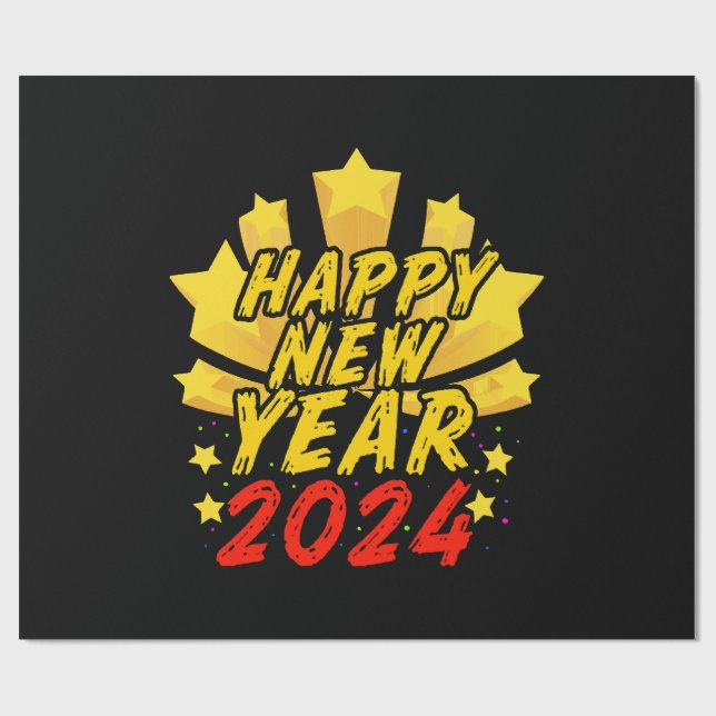 Happy New Year 2024  Wrapping Paper (Flat)