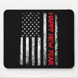 Happy New Year 2025 American Flag Xmas Family Fire Mouse Mat