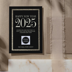 Happy New Year 2025 Business Logo Simple Holiday Card