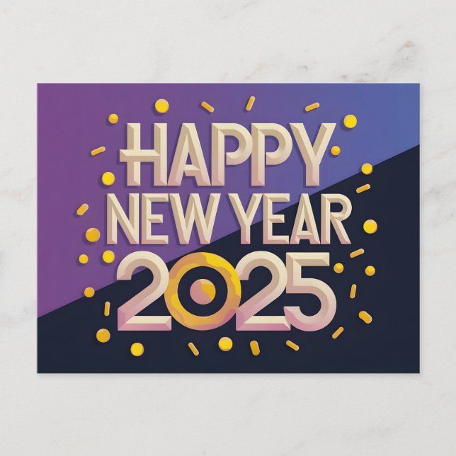Happy New Year 2025 Celebration Holiday Postcard (Front)