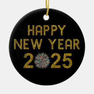 Happy New Year 2025 Ceramic Tree Decoration