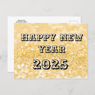Happy New Year 2025 Chic Custom Gold Business Holiday Postcard
