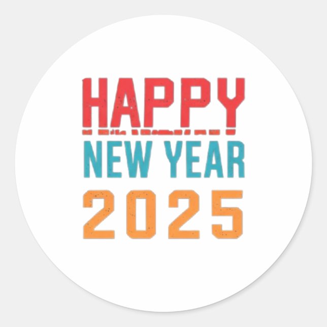 Happy New Year 2025 Classic Round Sticker (Front)