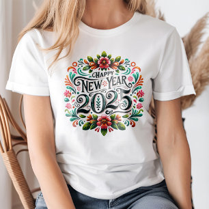 "Happy New Year 2025" Colourful Mexican Fiesta T-Shirt