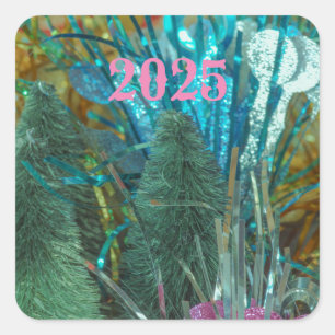 HAPPY New Year 2025  dazzle colours sticker label