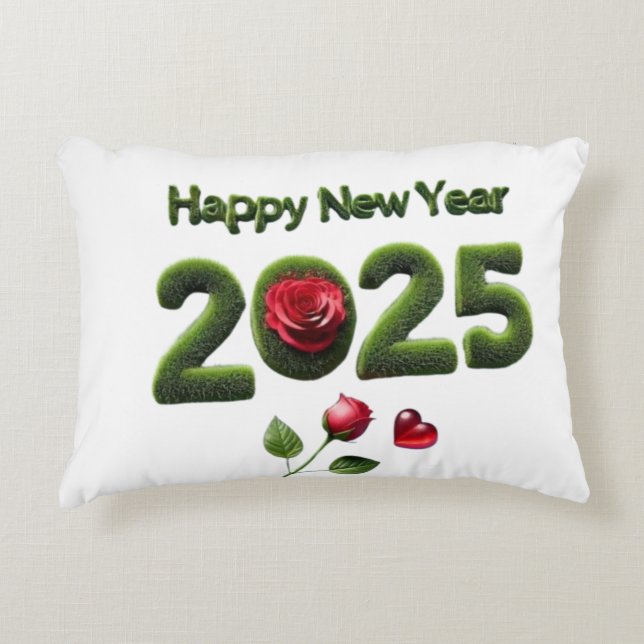 Happy New Year 2025 Decorative Cushion (Front)