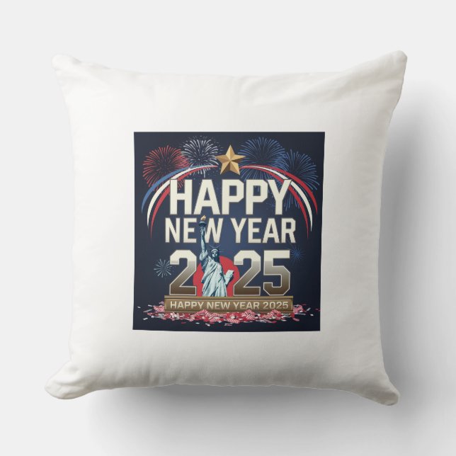 Happy New Year 2025 Design - Festive and Creative. Cushion (Front)