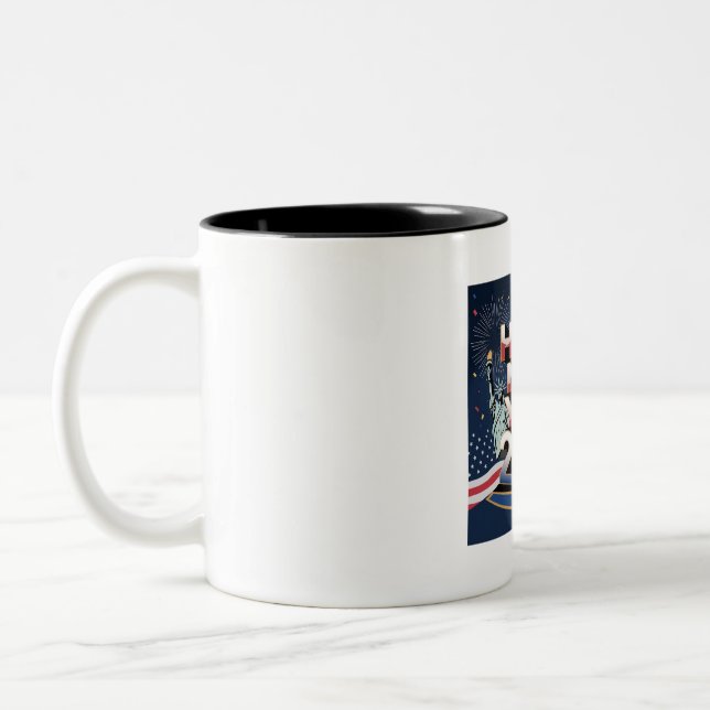 Happy New Year 2025 Design - Modern and Festive.  Two-Tone Coffee Mug (Left)