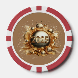 Happy new year 2025 design  poker chips