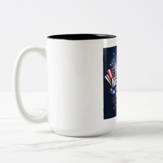Happy New Year 2025 Design - Vibrant and Festive.  Two-Tone Coffee Mug