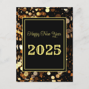 Happy New Year 2025 Elegant Gold Bubble Holiday Postcard
