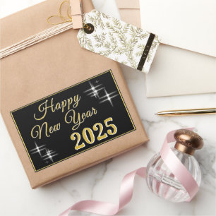 Happy New Year 2025 Elegant Sparkles Rectangular Sticker