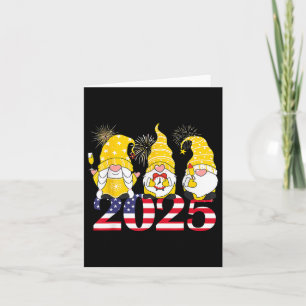 Happy New Year 2025 Eve Party Gnomes Fireworks Hel Card