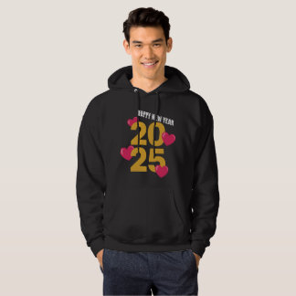 Happy New Year 2025 - Festive Heart Design Hoodie