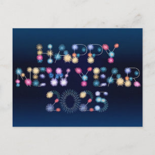 Happy New Year 2025 Fireworks Celebration  Holiday Postcard