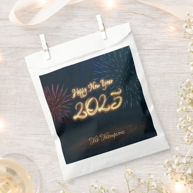 Happy New Year 2025 Fireworks Sparkling Favour Bags (Clipped)