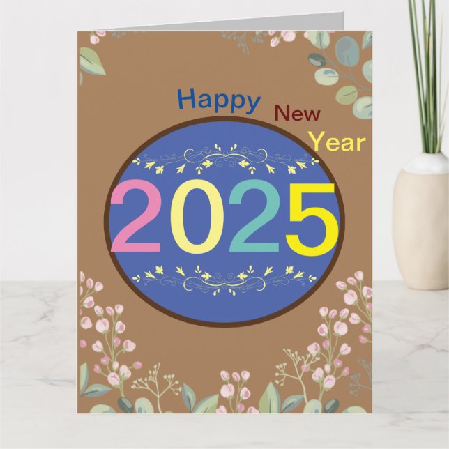 Happy New Year 2025 folded greeting card (Front)