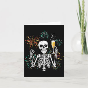 Happy New Year 2025 Funny Skeleton New Year Eve Pa Card
