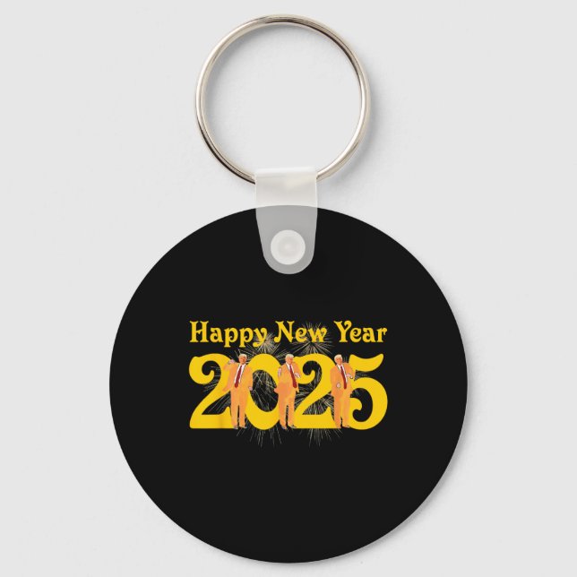 Happy New Year 2025 Funny Trump Dance Fireworks Ce Key Ring (Front)