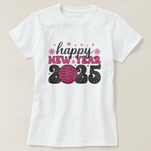 Happy New Year 2025   Glitter Disco Party T-Shirt