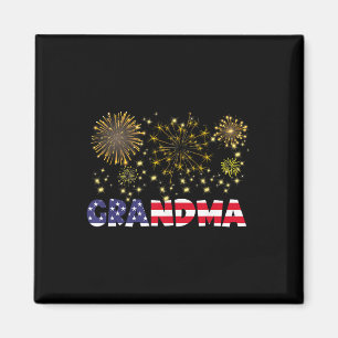 Happy New Year 2025 Grandma American Flag Family F Magnet