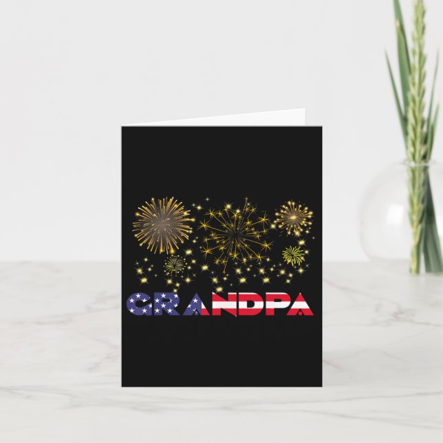Happy New Year 2025 Grandpa American Flag Family F Card (Front)
