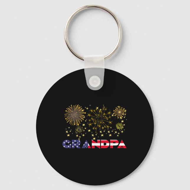 Happy New Year 2025 Grandpa American Flag Family F Key Ring (Front)