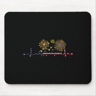Happy New Year 2025 Heartbeat Flag American Xmas F Mouse Mat