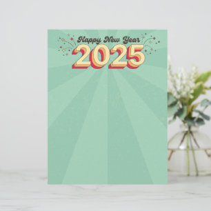 Happy New Year 2025 holidays retro fun text Custom Letterhead
