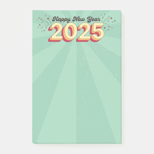 Happy New Year 2025 holidays retro fun text Post-it Notes (Front)