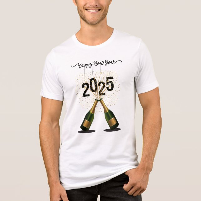  Happy new year 2025 mens Celebration tshirts (Front)