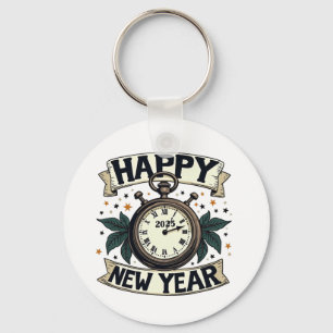 Happy New Year 2025 New Year Celebration Key Ring