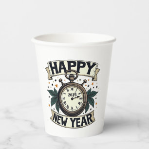 Happy New Year 2025 New Year Celebration Paper Cups