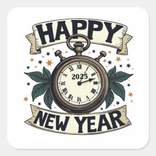 Happy New Year 2025 New Year Celebration  Square Sticker