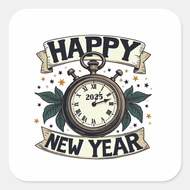 Happy New Year 2025 New Year Celebration  Square Sticker (Front)