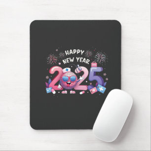 Happy New Year 2025 Nursing Disco Ball Healthcare Mouse Mat