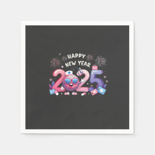 Happy New Year 2025 Nursing Disco Ball Healthcare Napkin