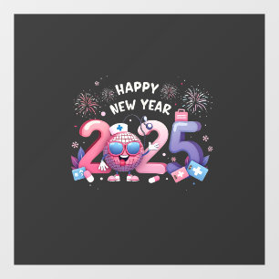 Happy New Year 2025 Nursing Disco Ball Healthcare Window Cling